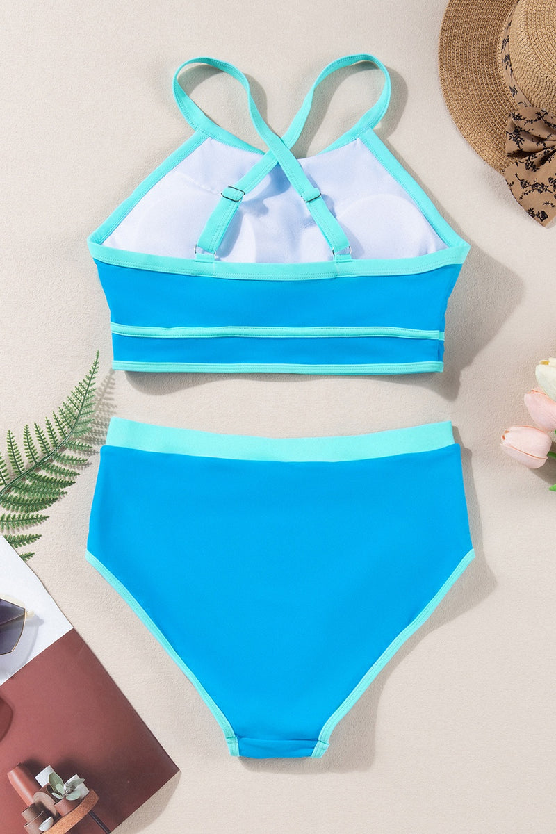 Crisscross Round Neck Two-Piece Swim Set